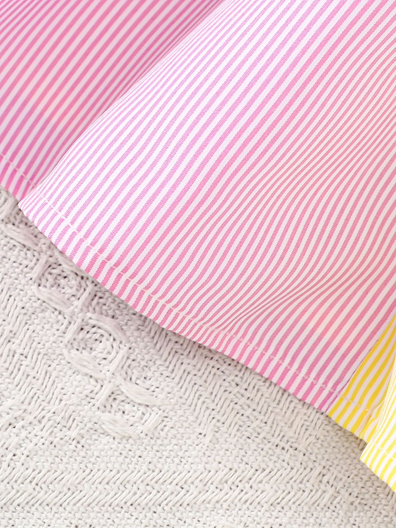 A Cute And Loose Summer Dress for Baby Girls Featuring Colorful Stripes And a Contrasting Design, Paired with a Bow Bag, Perfect for Vacation Relaxation And Everyday Wear – Image 19