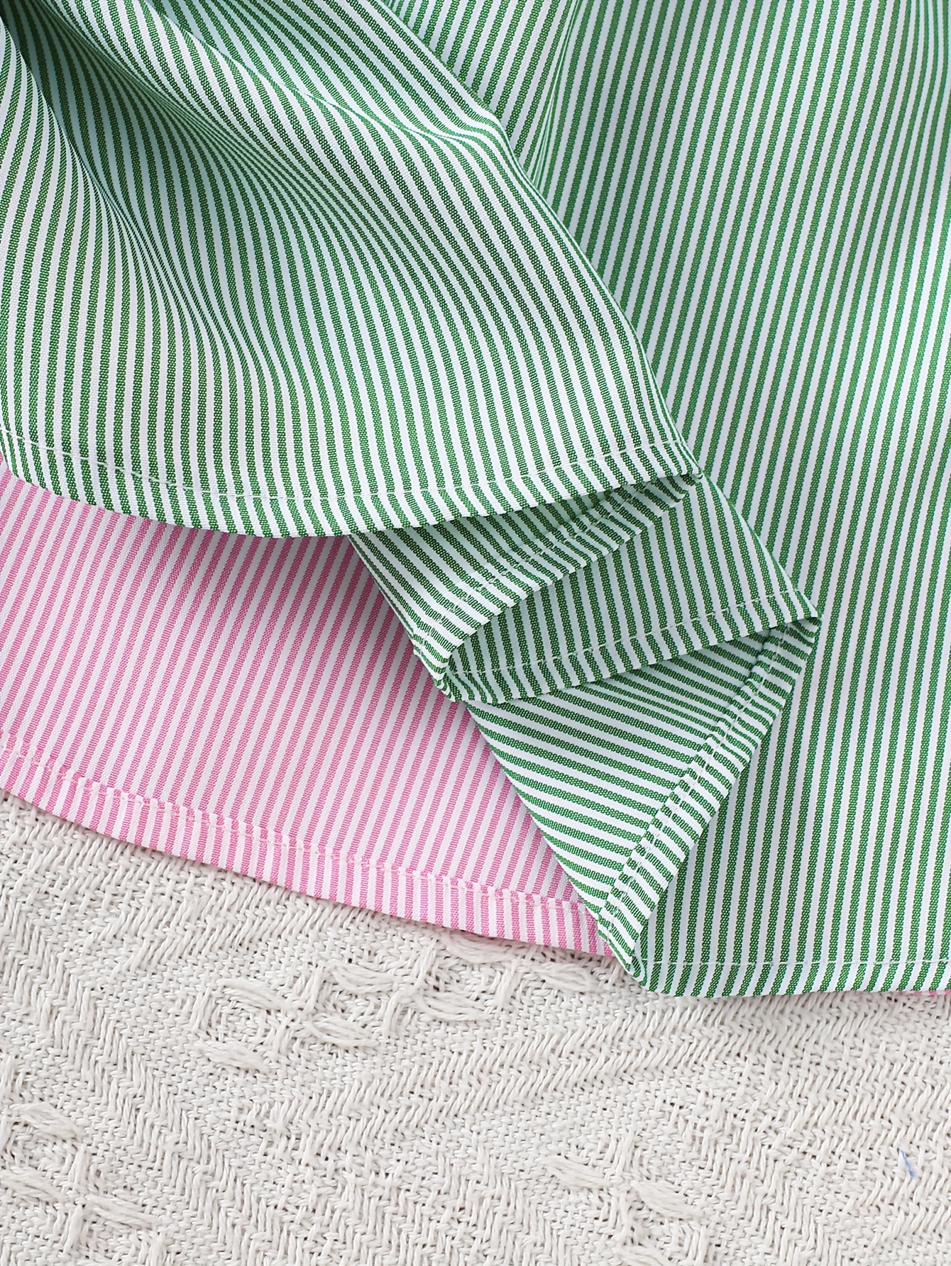 A Cute And Loose Summer Dress for Baby Girls Featuring Colorful Stripes And a Contrasting Design, Paired with a Bow Bag, Perfect for Vacation Relaxation And Everyday Wear – Image 21