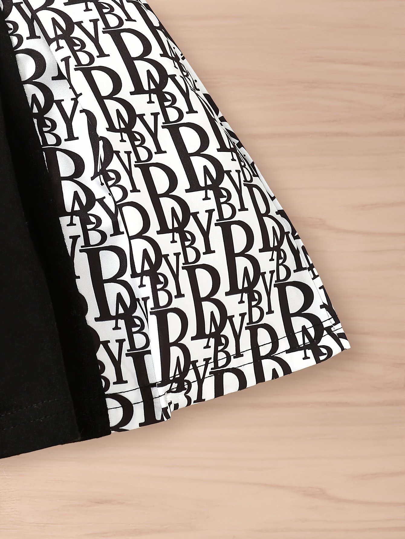 Summer Short-Sleeve Pleated Dress for Baby Girls with Letter Print, Suitable for Outings, Sold As a Single Piece – Image 5