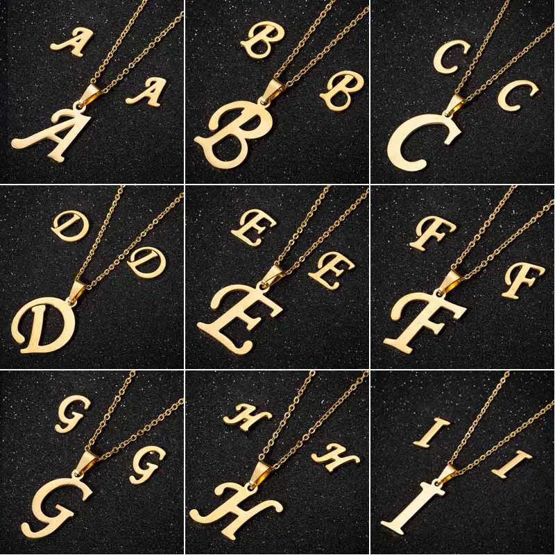 Stainless Steel A-Z Alphabet Initial Necklace for Women Men Personalize Jewelry 26 Letter Necklace Collier Pendientes 2024 – Image 40
