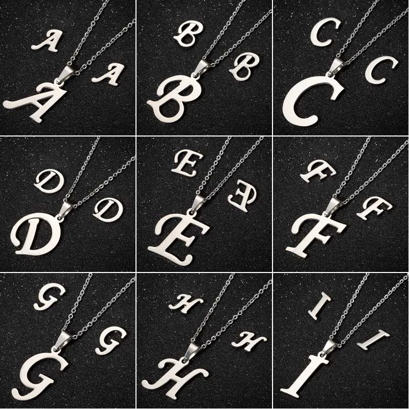 Stainless Steel A-Z Alphabet Initial Necklace for Women Men Personalize Jewelry 26 Letter Necklace Collier Pendientes 2024 – Image 39