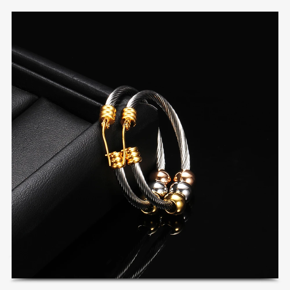 Fashion Korean Gold Color Big Hoop Earrings With Three Beads Round Circle Stainless Steel Earrings For Women Trendy Hiphop Rock – Image 19
