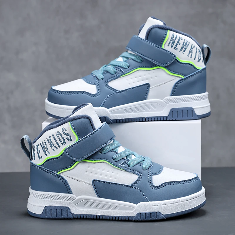 Childrens Walking Shoes Trendy Winter New High Top Cotton Comfortable Teenagers Anti Slip Wear-resistant Flat Casual Sneakers – Image 4