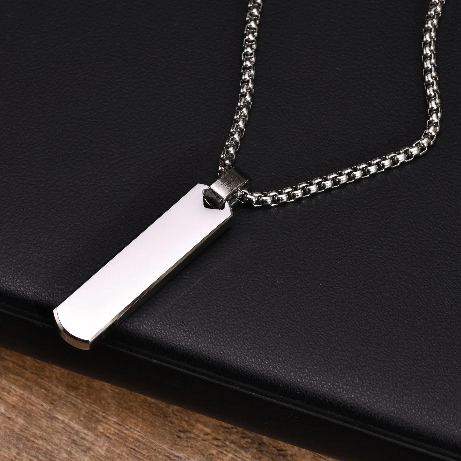 Initials Vertical Bar Necklace for Men,Stainless Steel A-Z 26 Letters Charm Geometric Pendant Collars,Stylish Jewelry Gift – Image 12
