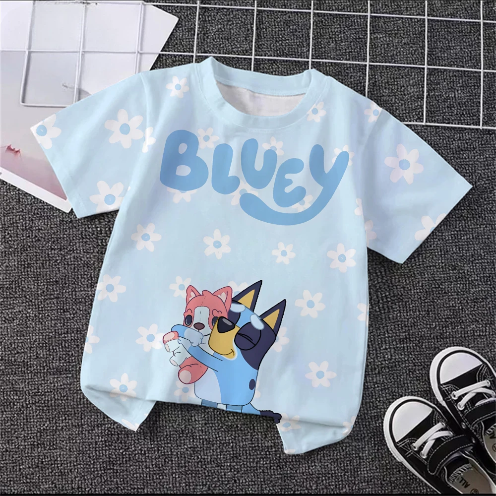 Unisex Bluey Toddler 3D T-Shirt Summer Cool Breathable Short Sleeve Cartoon Print Lightweight Casual Tee for Boys and Girls – Image 11