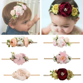 2025 New Fresh Pastoral Style Performance Children Headband Super Elastic Floral Baby Headband Korean Style Baby Headband