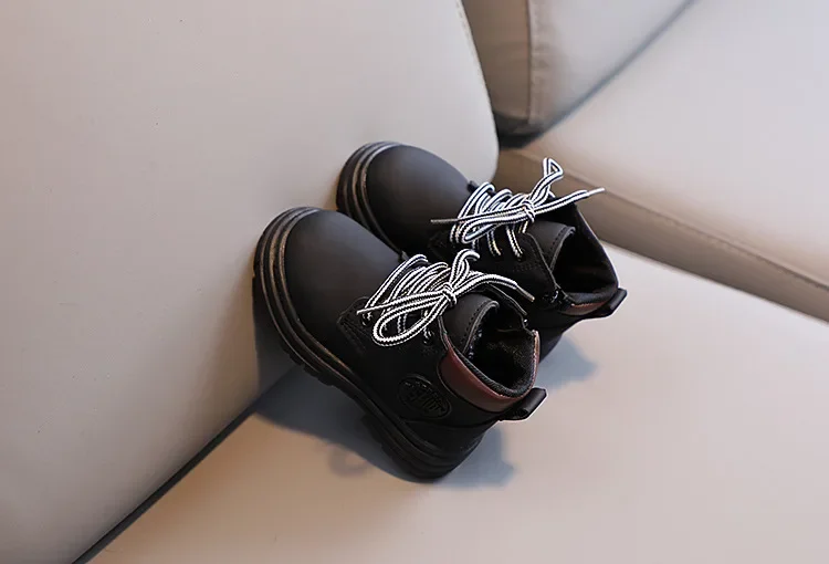 Winter Kids Combat Boots Furry Lined Children Ankle Boots Fashion Boys Girls Short Boots Student Non-slip Shoes Footwear – Image 14