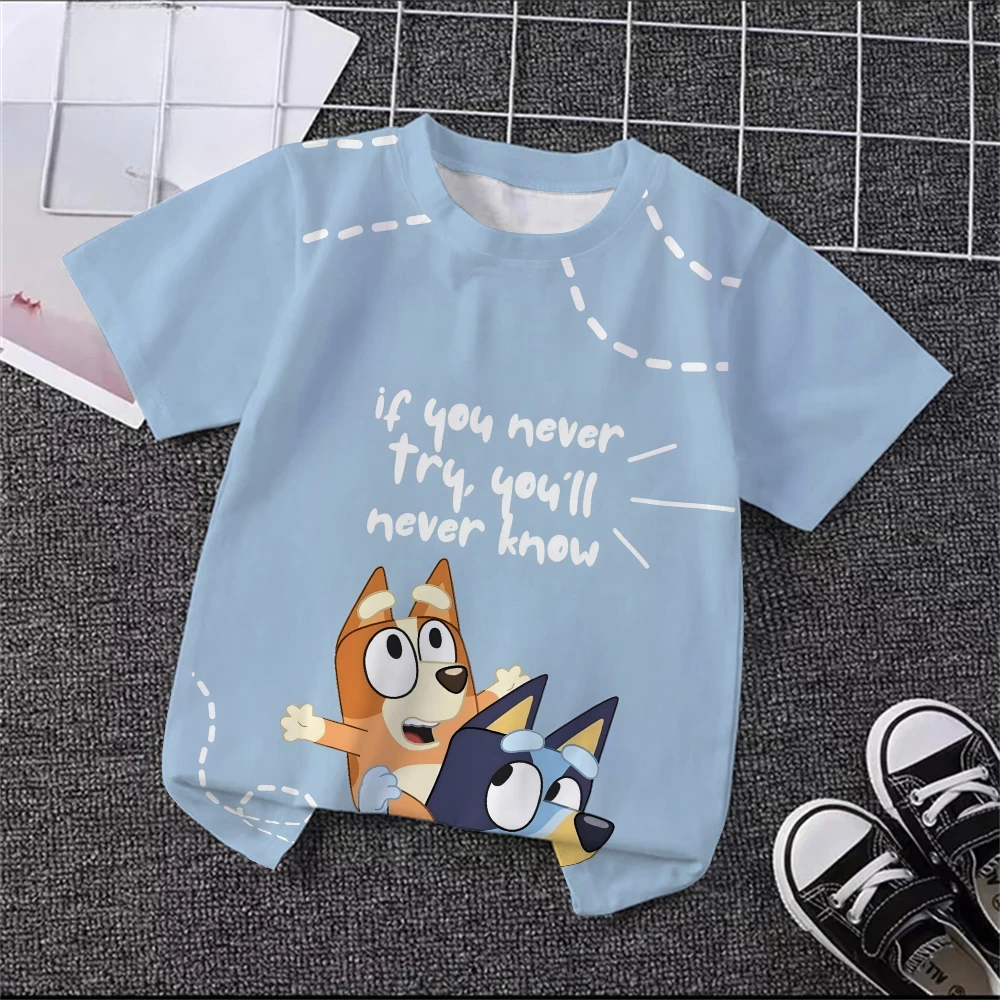 Unisex Bluey Toddler 3D T-Shirt Summer Cool Breathable Short Sleeve Cartoon Print Lightweight Casual Tee for Boys and Girls – Image 9