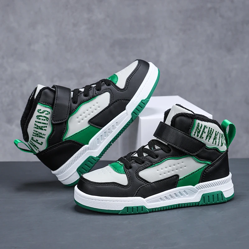 Childrens Walking Shoes Trendy Winter New High Top Cotton Comfortable Teenagers Anti Slip Wear-resistant Flat Casual Sneakers – Image 6