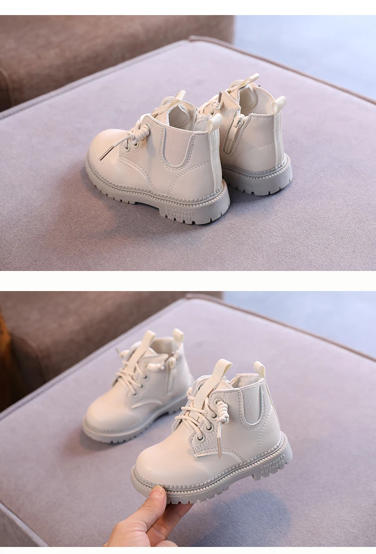 Kids Leather Chelsea Boots Waterproof Children Sneakers Beige Toddler Snow Boots Girl Winter Shoe Boy – Image 36