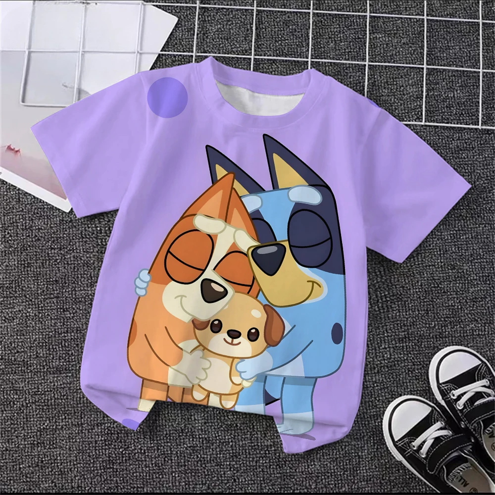 Unisex Bluey Toddler 3D T-Shirt Summer Cool Breathable Short Sleeve Cartoon Print Lightweight Casual Tee for Boys and Girls – Image 6
