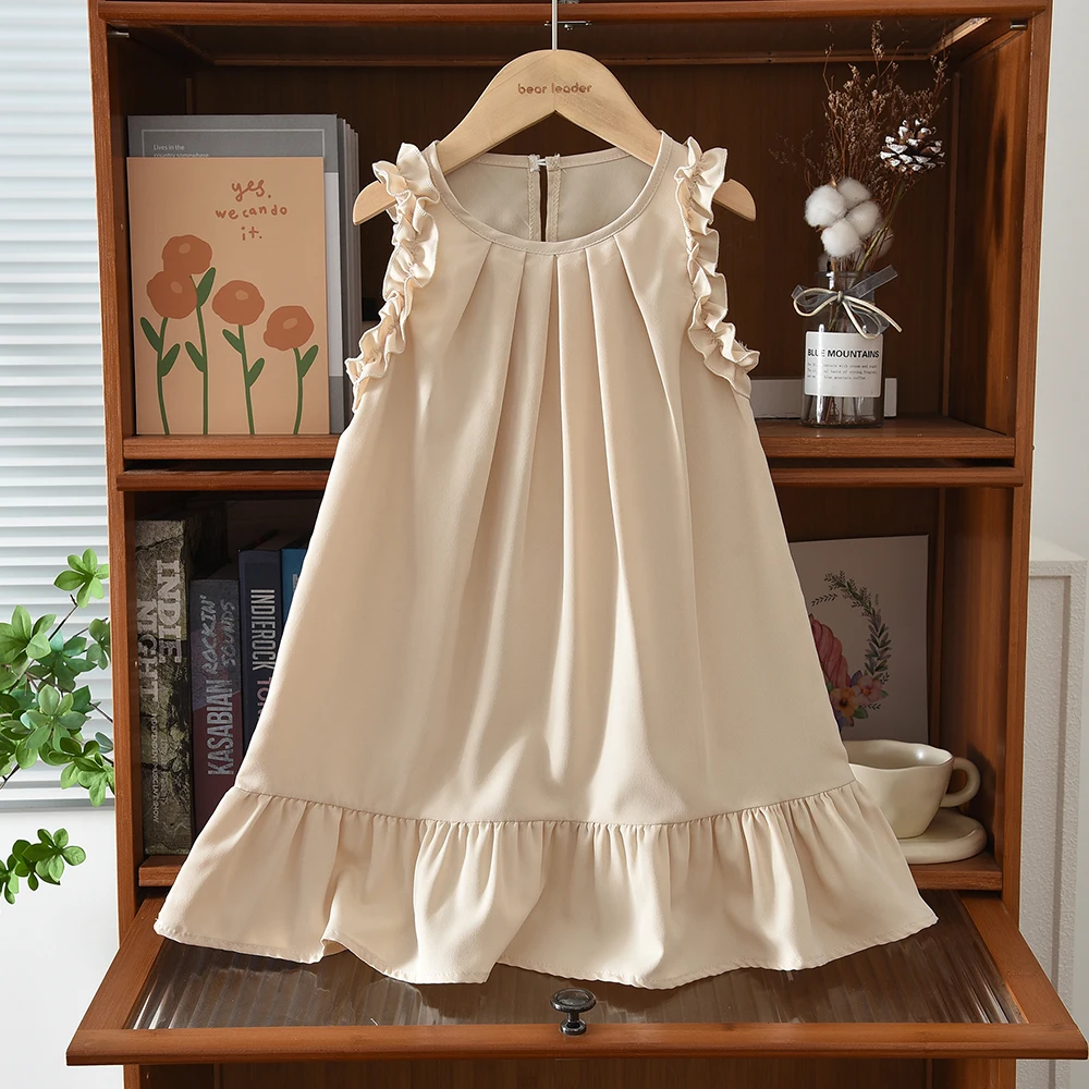 Bera Leader Korean Version Sleeveless Pleated Dress Solid Color Round Neck Children's Clothes Summer Kids Dresses for Girls Wear – Image 8