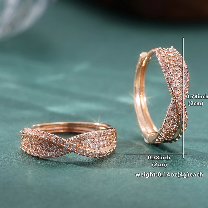 Luxurious Sparking Inlaid Synthetic Zircon Golden Plated Hoop Earrings Women Fashion Exquisite Daily Wedding Jewelry Accessories – Image 5