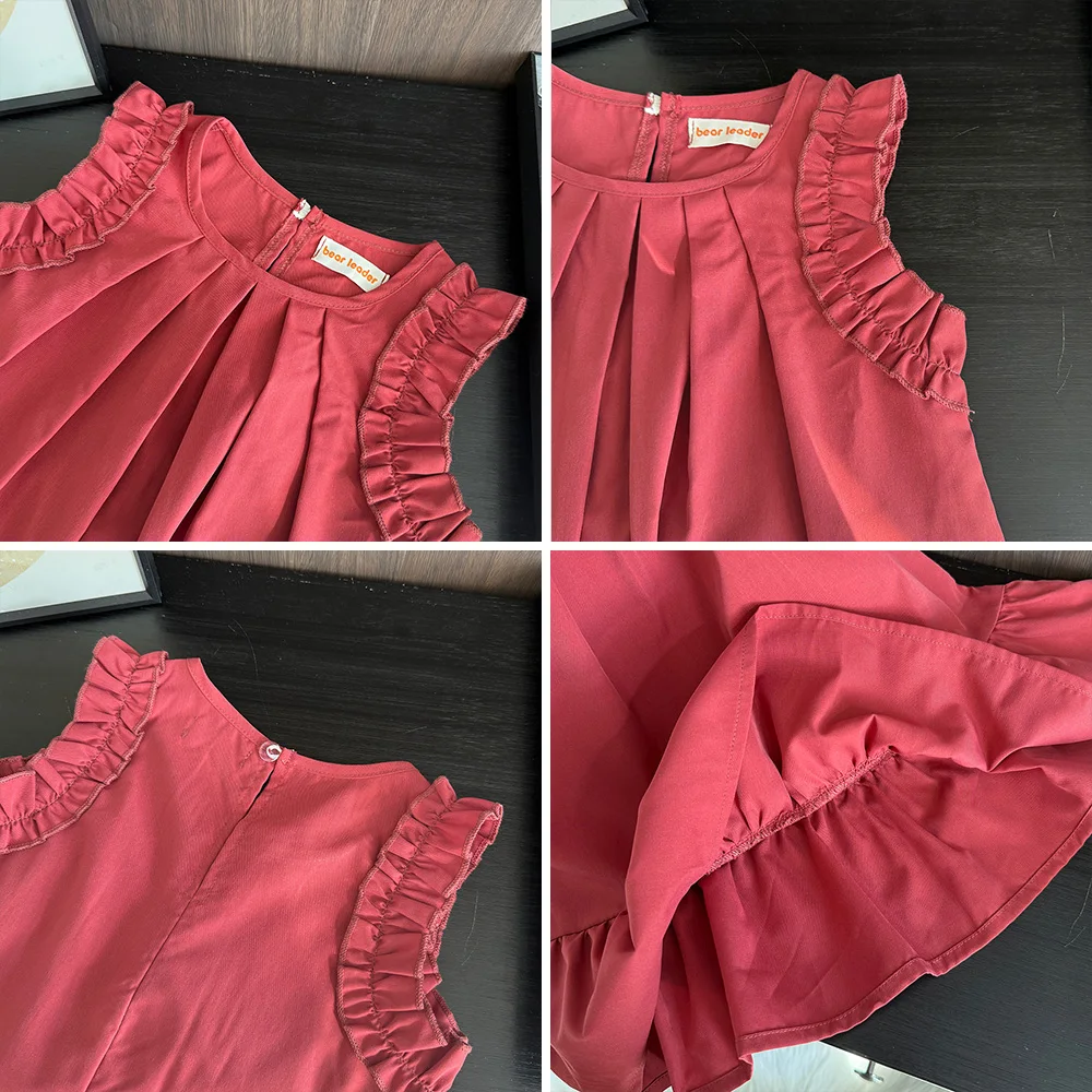 Bera Leader Korean Version Sleeveless Pleated Dress Solid Color Round Neck Children's Clothes Summer Kids Dresses for Girls Wear – Image 17