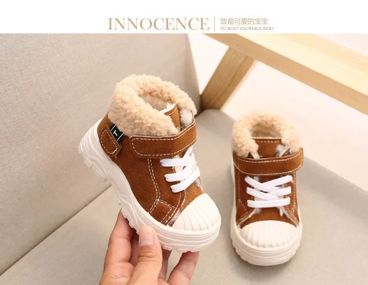 2021 Children Warm Boots Winter New Boys Plus Thicken Velvet Cotton Shoes Girls Waterproof Short Boots Baby Cotton Boots – Image 22