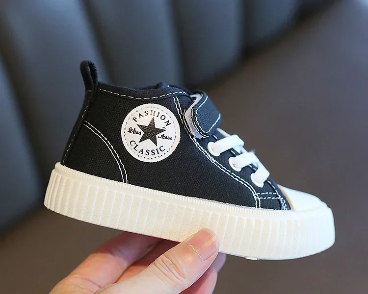 Kid Canvas Shoes Girls Fashion Simple and Versatile Casual Shoes Boy Solid Color Round Toe Non-slip Soft Platform Children Shoes – Image 29