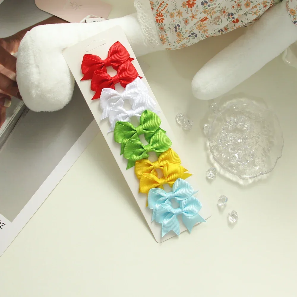 6/10Pcs/Set New Handmade Solid Ribbon Bowknot Hair Clips For Cute Baby Girls Bows Hairpin Kids Hair Accessories – Image 16