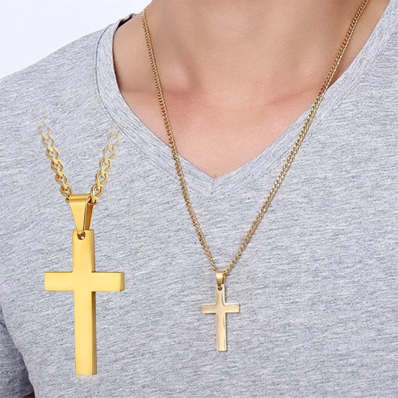 Fashion Stainless Steel Cross Pendant Necklace For Women Men Link Chain Charm Necklace Cool Boys Girls Punk Hip Hop Jewelry Gift – Image 3