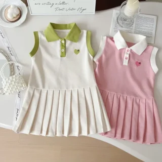 2025 Children Dress Spring Summer Turn-Down Collar Kids Clothes Fashion Toddler Baby Girls Clothing Summer Dress Girl Clothes