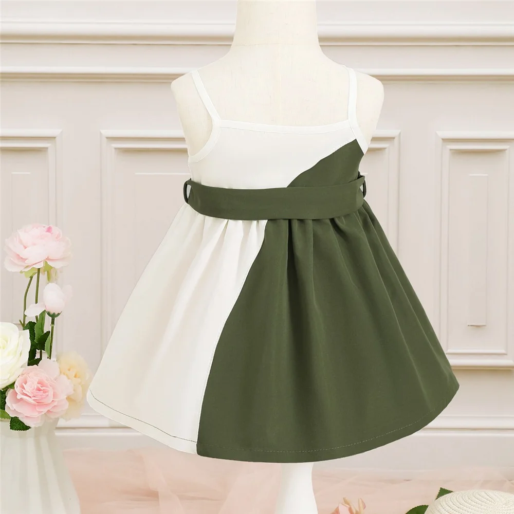 1-3Years Baby Girl Summer Daily Dress Strap Color Matching Dress Korean Style Birthday Party Fashion Dresses for Toddler Girl – Image 16