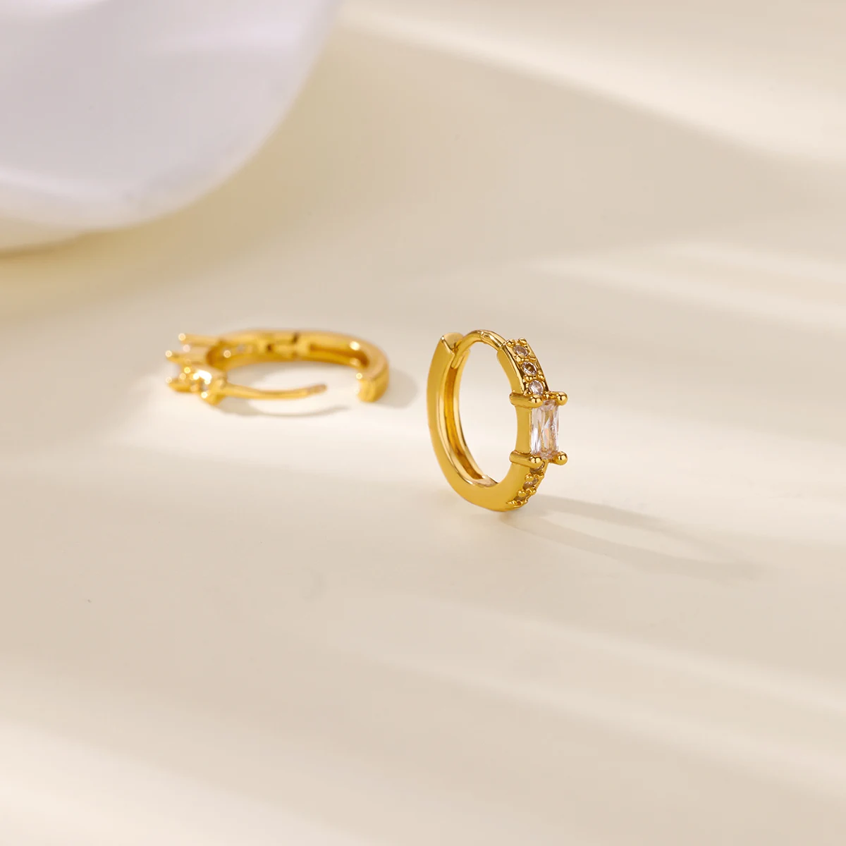 Free Shipping Luxury Geometric Cubic Zirconia Hoop Earrings For Women Stainless Steel Piercing Earring Fashion Wedding Jewelry – Image 2