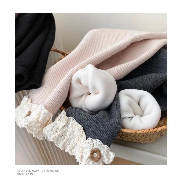 1-6 Years Baby Girls Thermal Leggings Spring Autumn Winter Kids Lace Flower Cute Simplicity Tight Trousers Children Skinny Pants – Image 15