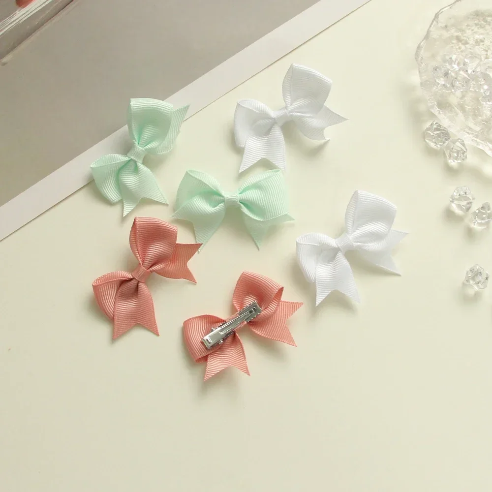 6/10Pcs/Set New Handmade Solid Ribbon Bowknot Hair Clips For Cute Baby Girls Bows Hairpin Kids Hair Accessories – Image 5
