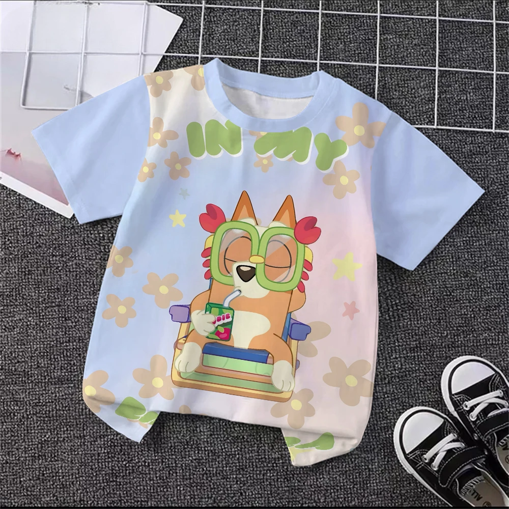 Unisex Bluey Toddler 3D T-Shirt Summer Cool Breathable Short Sleeve Cartoon Print Lightweight Casual Tee for Boys and Girls – Image 7