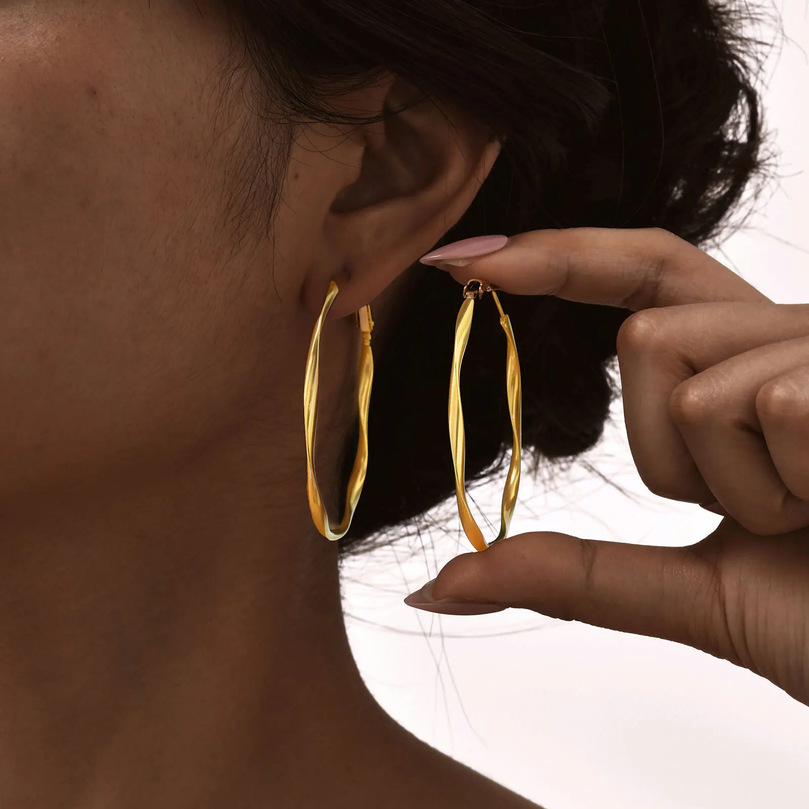 Prjewel Stainless Steel Twist Circle Women Earrings Click-Top Mobius Hoop Hies Earring Tarnish And Nickel Free Mother's Day Gift – Image 12