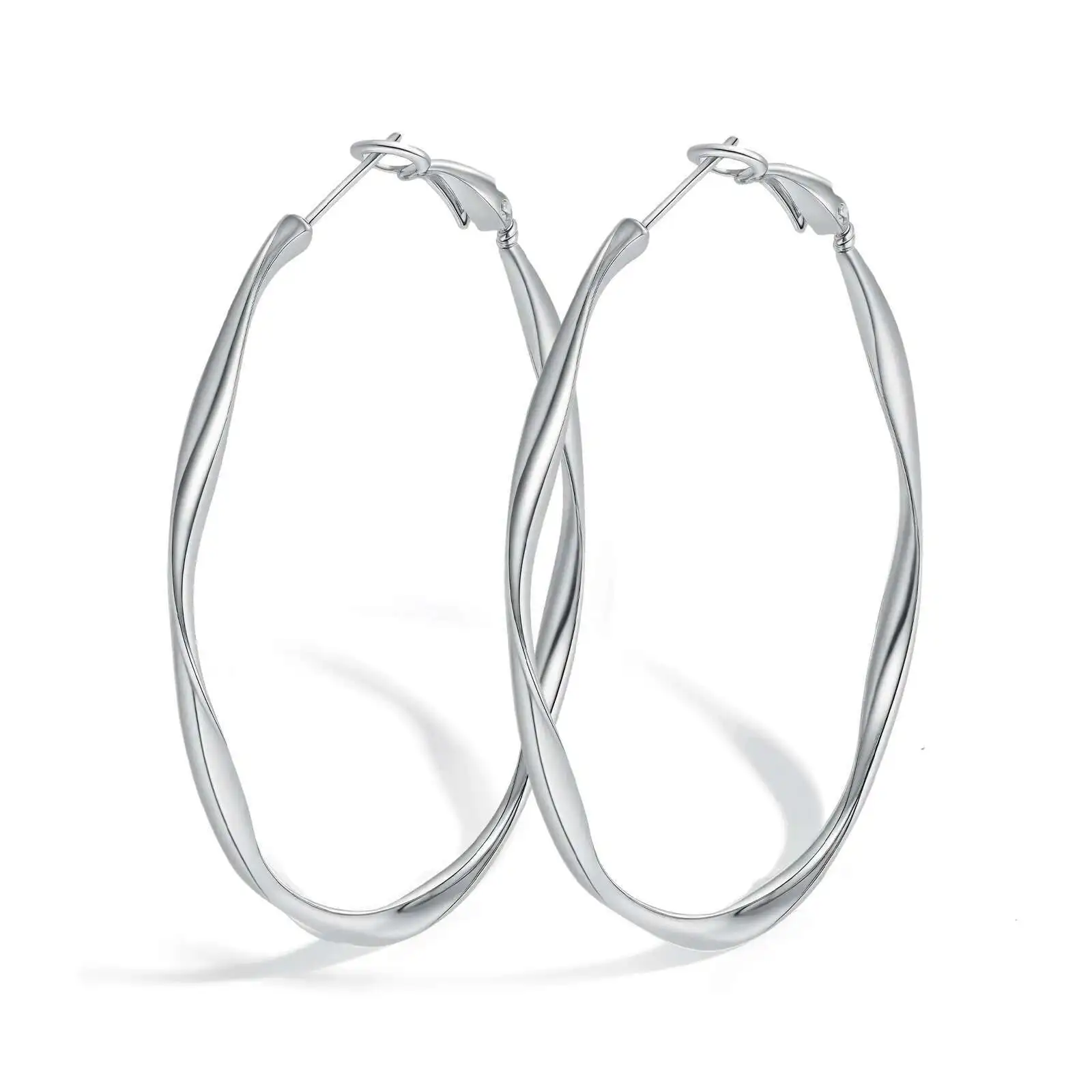 Prjewel Stainless Steel Twist Circle Women Earrings Click-Top Mobius Hoop Hies Earring Tarnish And Nickel Free Mother's Day Gift – Image 7