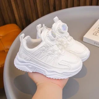 Kids White Sneakers Boys Girls Lightweight Sports Shoes Breathable Casual Running Shoes for School Spring Autumn Footwear