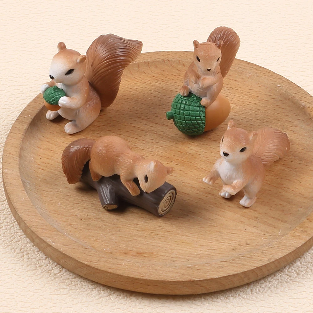 4Pcs/Set Squirrel Miniature Garden Accessories Squirrel Model Landscape Decoration – Image 7