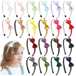 1Piece Solid Color Ribbon Handmade Hair Bows Hairbands for Baby Girls Headband 20 Colors Cute Children Kids Hair Accessories