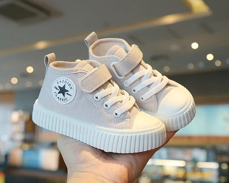 Kid Canvas Shoes Girls Fashion Simple and Versatile Casual Shoes Boy Solid Color Round Toe Non-slip Soft Platform Children Shoes – Image 26