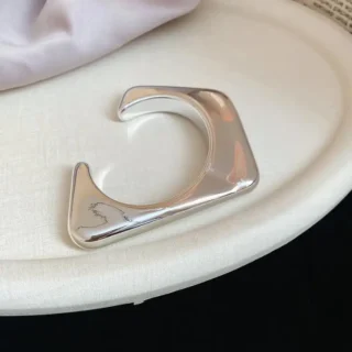 Vintage Hip Hop Metal Cuff Bangles Punk Gold Silver Color Geometric Spring Bangles For Women Bracelet Men Jewelry