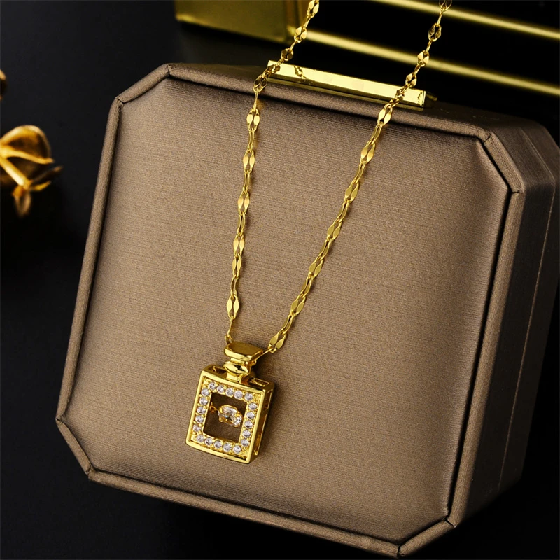 New In Light Luxury Zircon Crystal Stainless Steel Necklaces For Women Korean Fashion Sweet Sexy Female Clavicle Chain Jewelry – Image 37