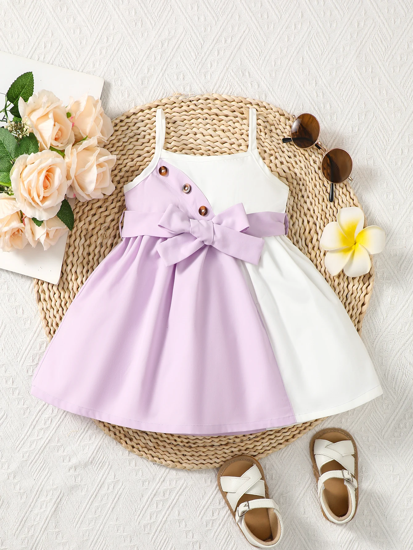 1-3Years Baby Girl Summer Daily Dress Strap Color Matching Dress Korean Style Birthday Party Fashion Dresses for Toddler Girl – Image 7