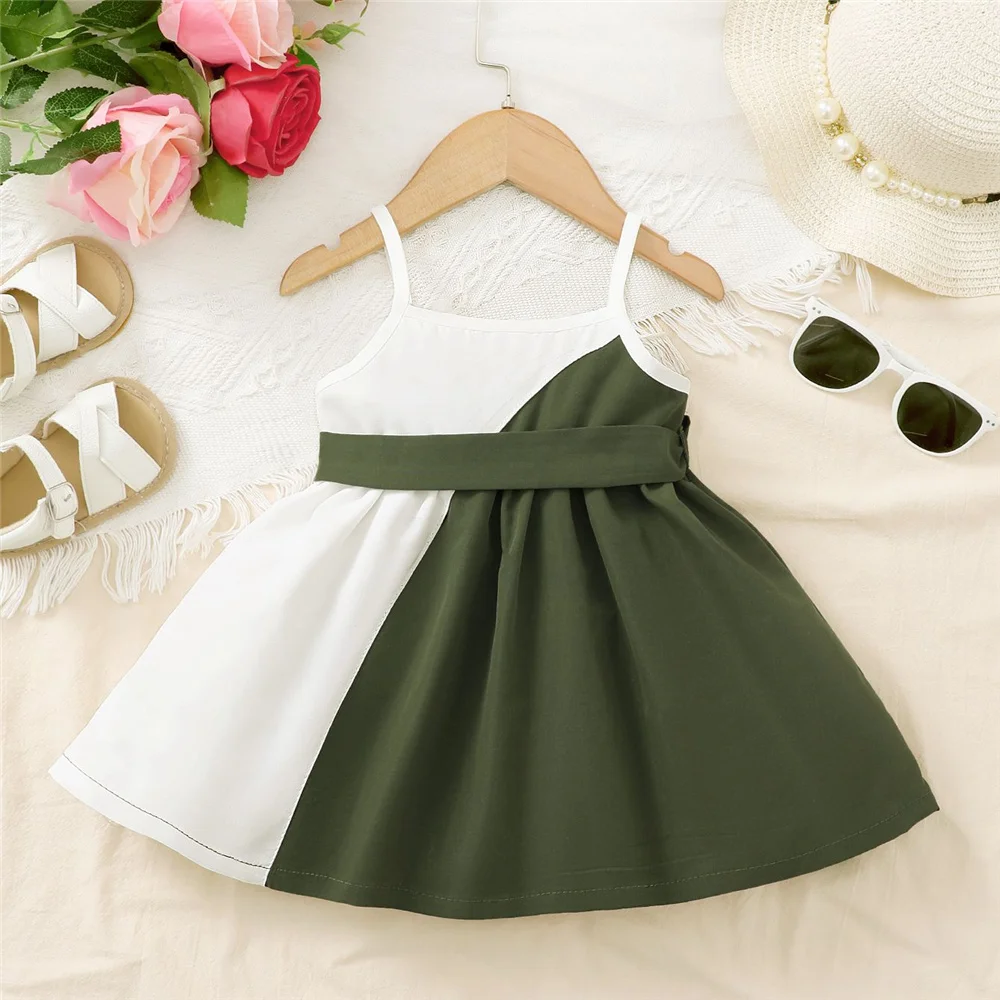 1-3Years Baby Girl Summer Daily Dress Strap Color Matching Dress Korean Style Birthday Party Fashion Dresses for Toddler Girl – Image 17