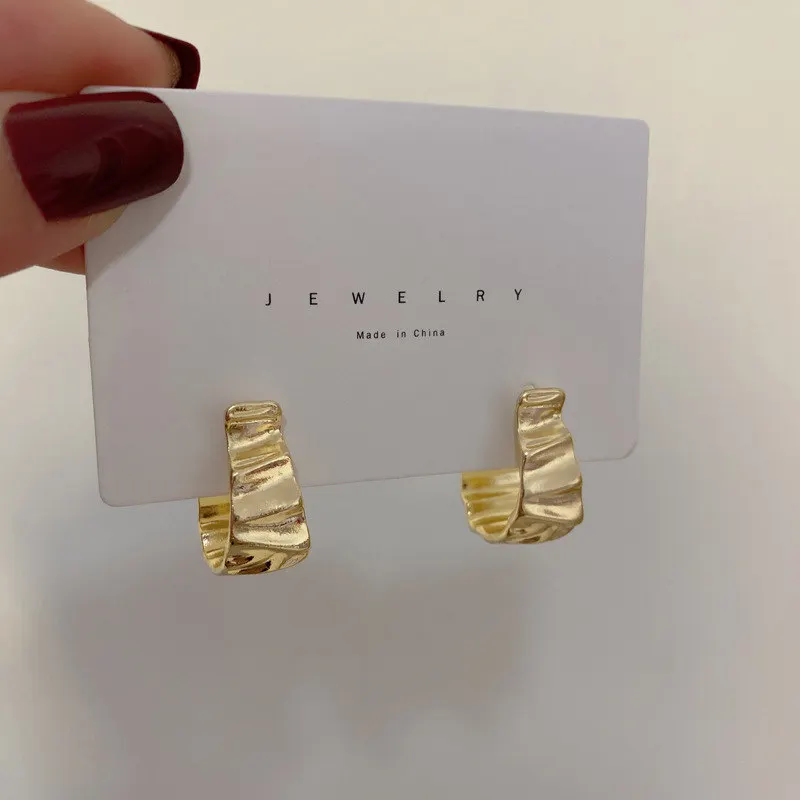 Irregular C Shaped Earrings for Women Stainless Steel Geometric Earring 2024 Trending Wedding Party Aesthetic Jewelry aretes