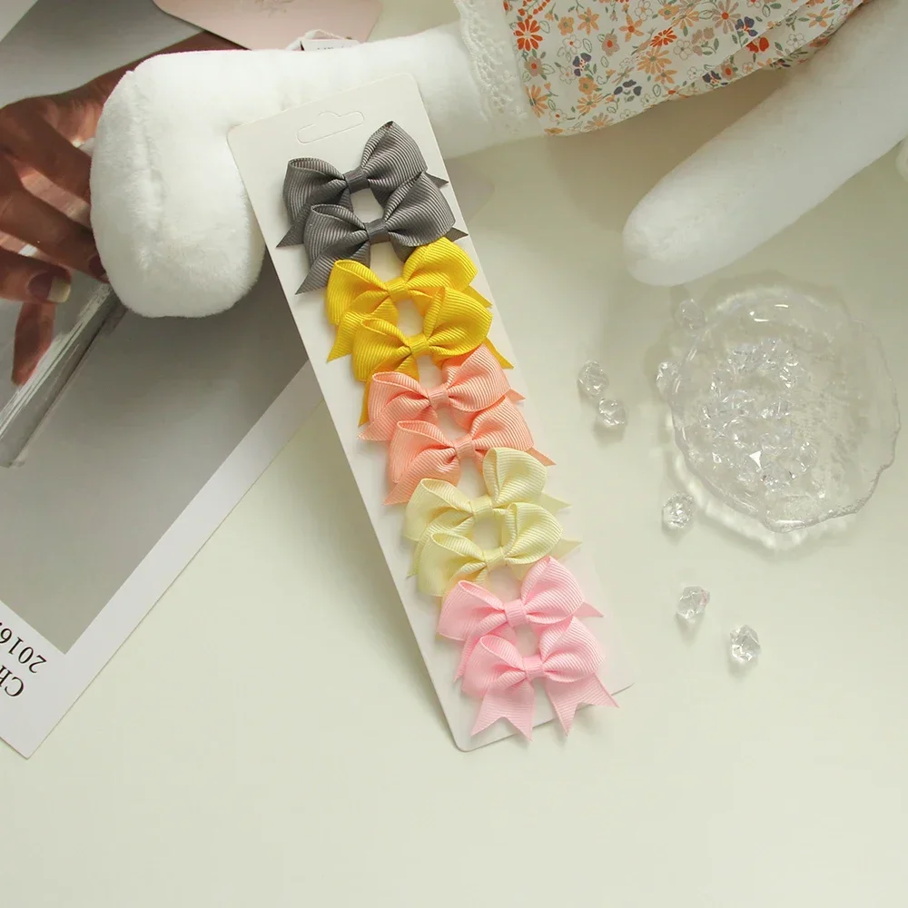 6/10Pcs/Set New Handmade Solid Ribbon Bowknot Hair Clips For Cute Baby Girls Bows Hairpin Kids Hair Accessories – Image 15