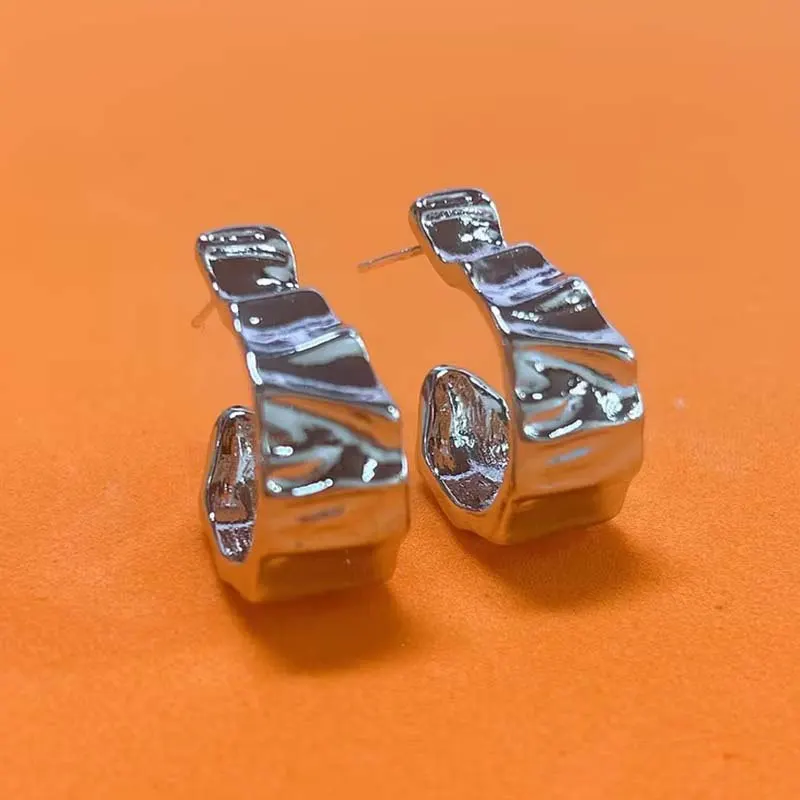 Irregular C Shaped Earrings for Women Stainless Steel Geometric Earring 2024 Trending Wedding Party Aesthetic Jewelry aretes – Image 2