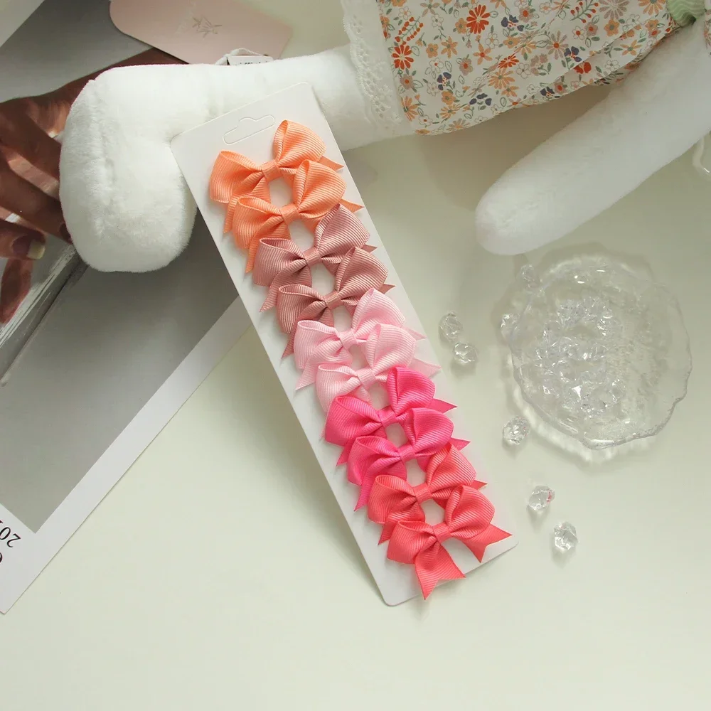 6/10Pcs/Set New Handmade Solid Ribbon Bowknot Hair Clips For Cute Baby Girls Bows Hairpin Kids Hair Accessories – Image 17