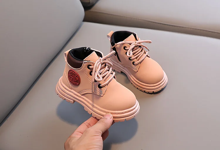 Winter Kids Combat Boots Furry Lined Children Ankle Boots Fashion Boys Girls Short Boots Student Non-slip Shoes Footwear – Image 17