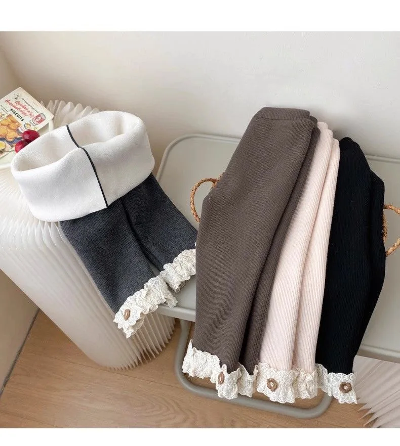 1-6 Years Baby Girls Thermal Leggings Spring Autumn Winter Kids Lace Flower Cute Simplicity Tight Trousers Children Skinny Pants – Image 14