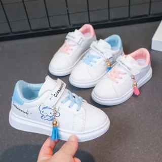 Sanrio Girls's Fashion Cute Cartoon Cinnamoroli Casual Sports Shoes Kid's Lovely Tassels Anti-skid Sneakers Children Board Shoes