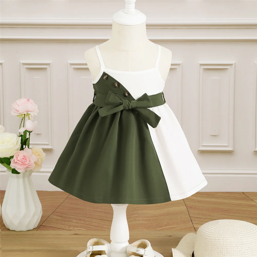 1-3Years Baby Girl Summer Daily Dress Strap Color Matching Dress Korean Style Birthday Party Fashion Dresses for Toddler Girl – Image 5