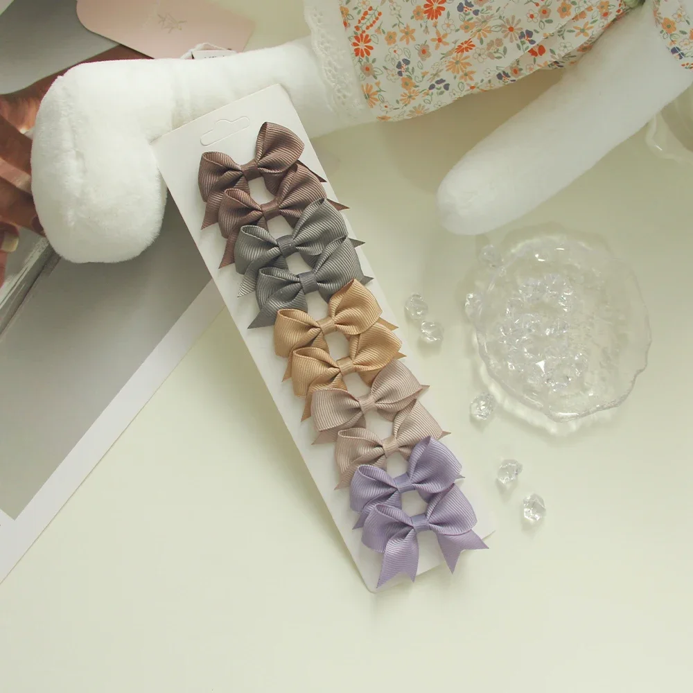 6/10Pcs/Set New Handmade Solid Ribbon Bowknot Hair Clips For Cute Baby Girls Bows Hairpin Kids Hair Accessories – Image 48