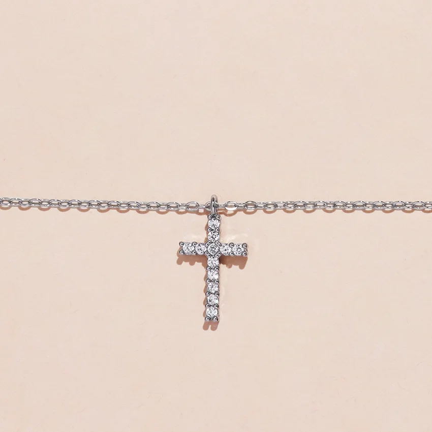 Fashion New Zircon Inlaid Cross Necklace Pendant Jewelry for Women Gold Color Long Clavicle Chain Necklaces – Image 7