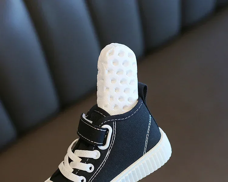 Kid Canvas Shoes Girls Fashion Simple and Versatile Casual Shoes Boy Solid Color Round Toe Non-slip Soft Platform Children Shoes – Image 34