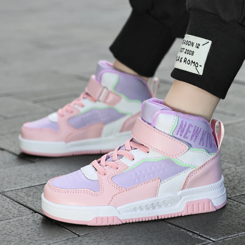 Childrens Walking Shoes Trendy Winter New High Top Cotton Comfortable Teenagers Anti Slip Wear-resistant Flat Casual Sneakers – Image 14